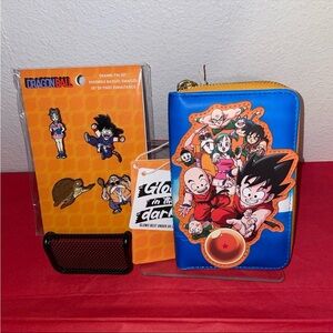 Exclusive Loungefly Dragon Ball 35th Anniversary GITD Wallet & 4-Pack Pin Set